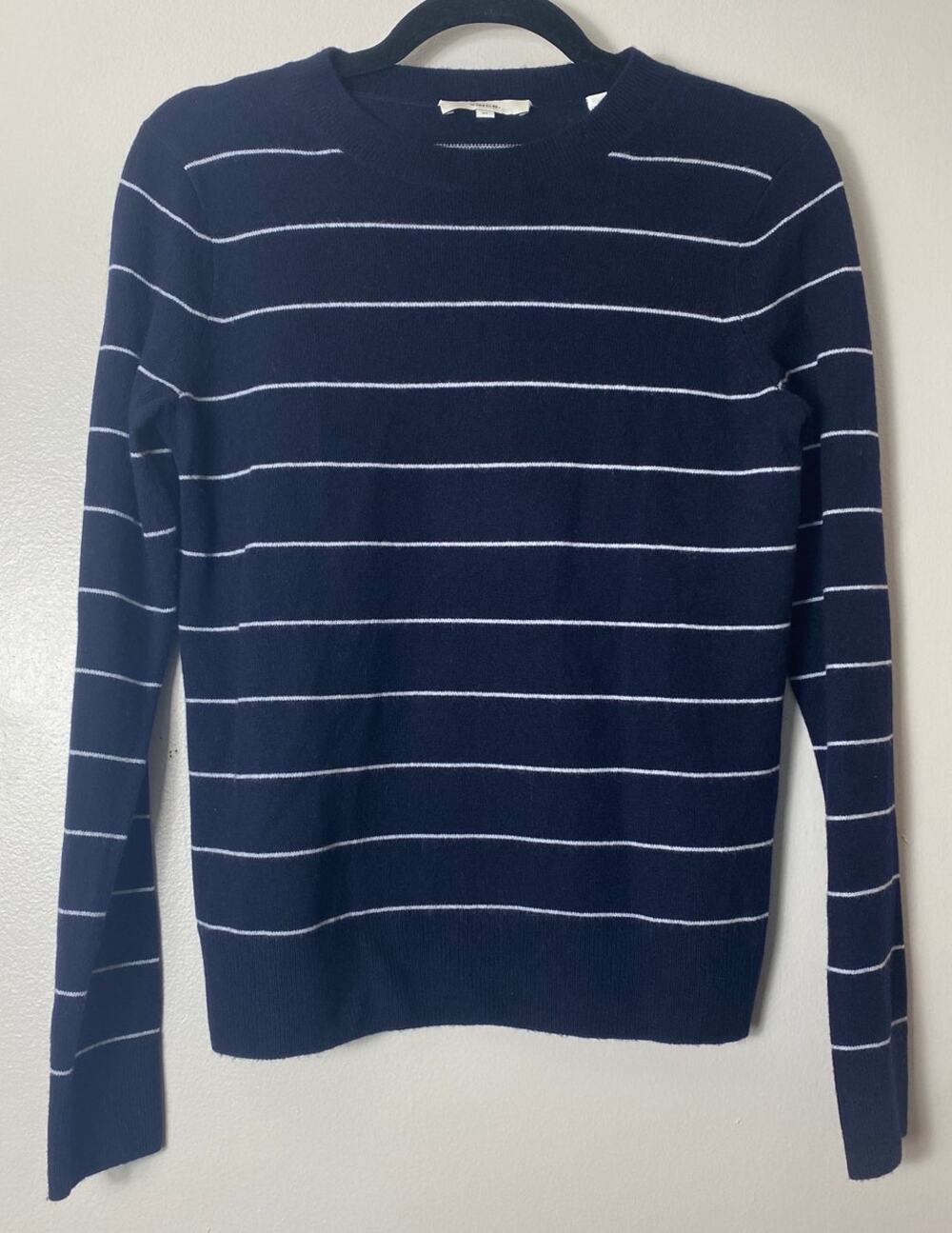 Vince Navy White Stripe Cashmere Wool Sweater